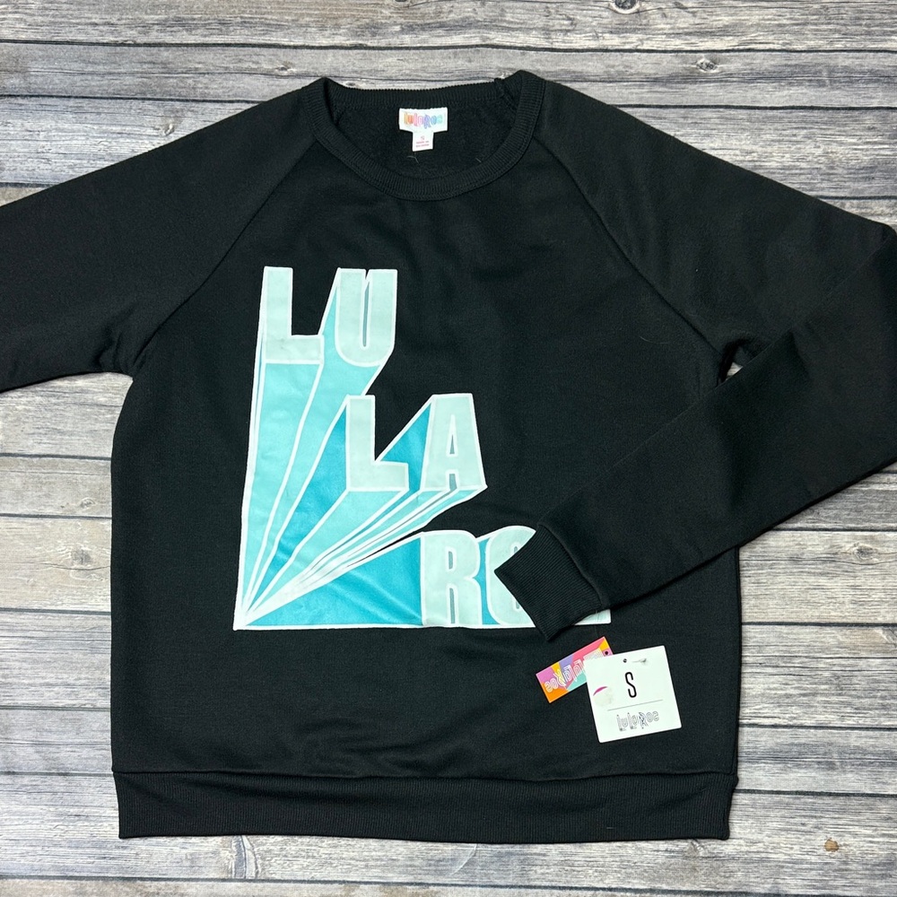 LuLaRoe Branded Black Crewneck Sweatshirt